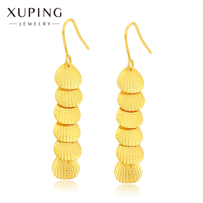 Joyas Xuping pendientes largos creativos conchas en forma de gancho de orejas frisa temperamento pendientes de conchas al por mayor para mujeres