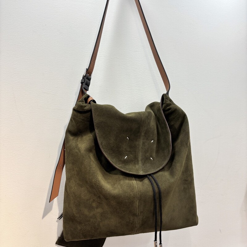 Margiela's Same M6 Four-Corner Stitching Hobo Bag 25 Autumn and Winter New Suede Tote Bag Large Capacity Shoulder Bag