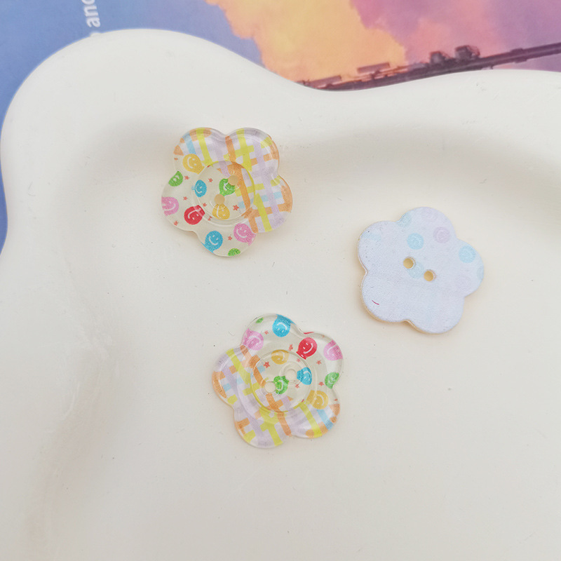 透明プリントフラワーボタンジュエリーアクセサリー diy 衣類装飾手作り携帯電話ケースパッチ靴花材料|undefined