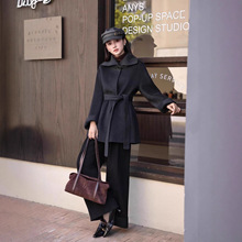 意奢专柜同款大衣女双面羊绒新款气质复古中长款秋冬羊毛毛呢外套