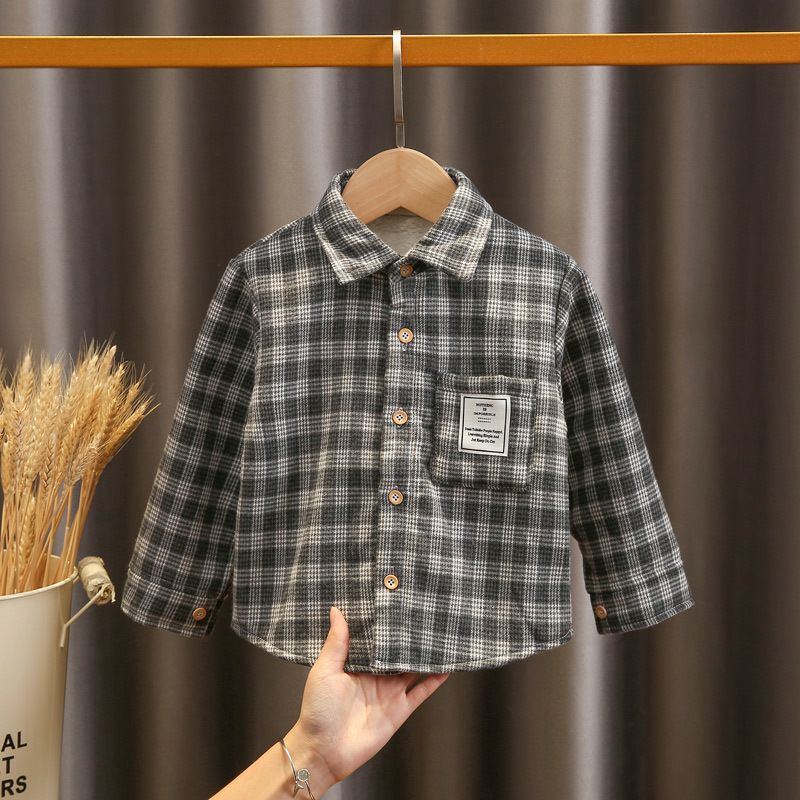 Camisas para niños de invierno para niños coreanos nuevos hombres y mujeres personales de moda moda de ropa de niños a cuadros gruesos chaqueta