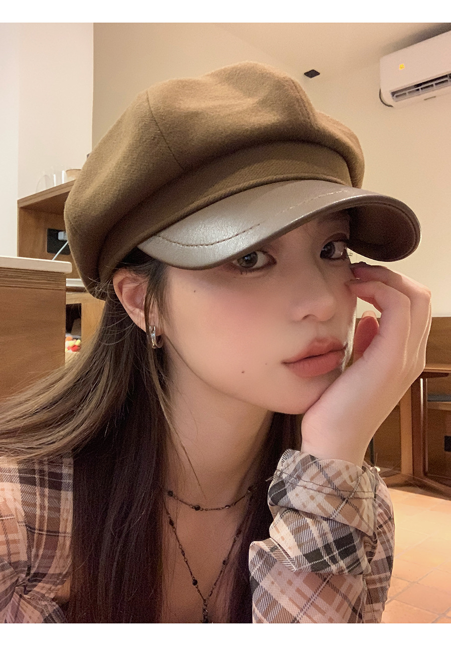 Versatile beret for women in autumn and winter, showing a small face, artistic street leisure, British style newspaper_voghion.com