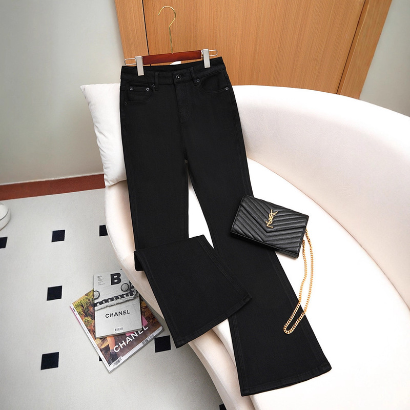 Same Style as Dai Jia Er, Four-Way Stretch Flared Pants, Spring Hot-Selling High-Waisted Slim-Fit Bootcut Pants, Black Flared Jeans