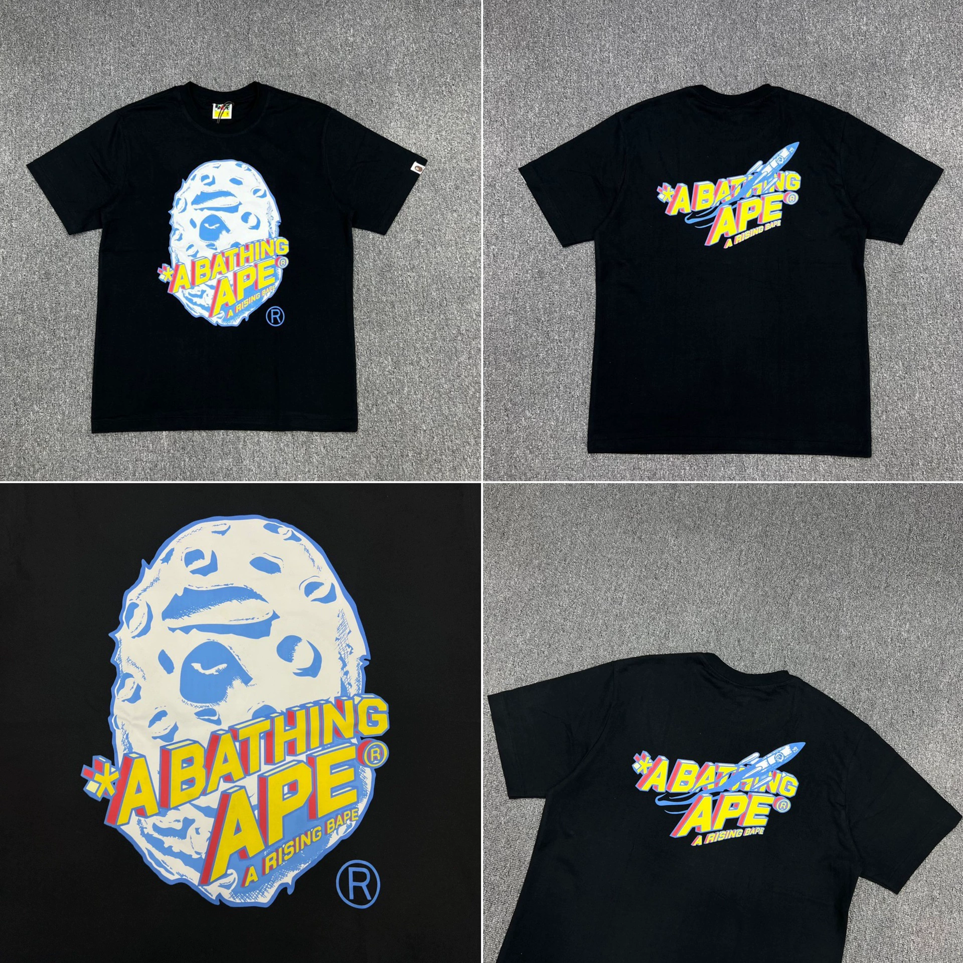Стильный брендовый топ BAPE с половинными рукавами TEE для мужчин и женщин, камуфляж голова обезьяны, высокого уровня, свободный крой, короткий рукав