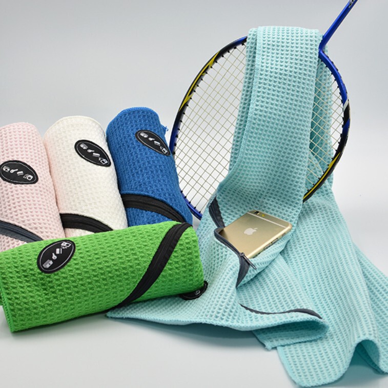 Golf towel outdoor fitness towel fiber running badminton wipe sweat zipper towel