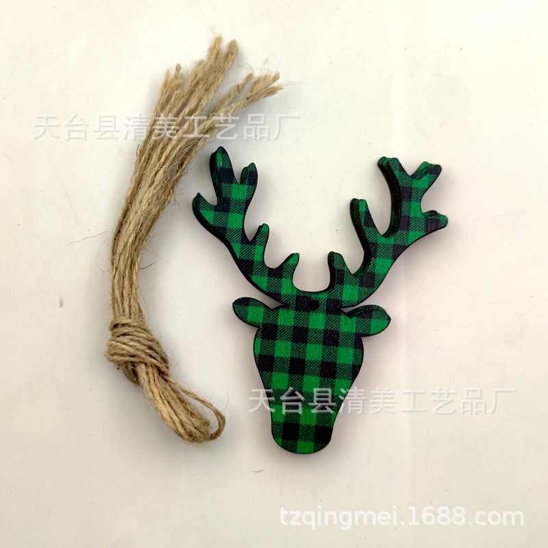 33 modelos de cuadros verdes y negros serie navideña piezas de madera colgante de decoración navideña se pueden combinar libremente 10 piezas en un paquete