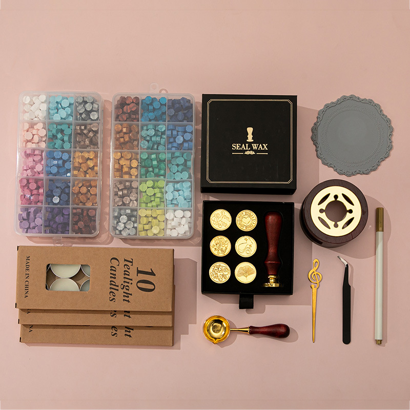 Nuevo macaron fuego pintura cera grano horno sello mano cuenta Día de San Valentín cumpleaños regalo fuego pintura sello conjunto completo al por mayor