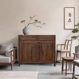 老榆木简约餐边柜酒店进门玄关杂物柜古风民宿古董放置柜储物柜