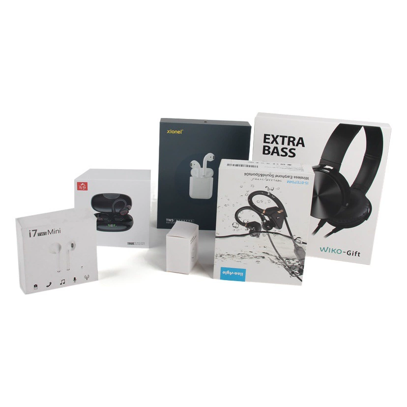 Новая упаковка для Bluetooth-гарнитуры, цветная коробка, специальная жесткая картонная коробка для небольших партий, оптовая продажа нейтральных коробок на заказ