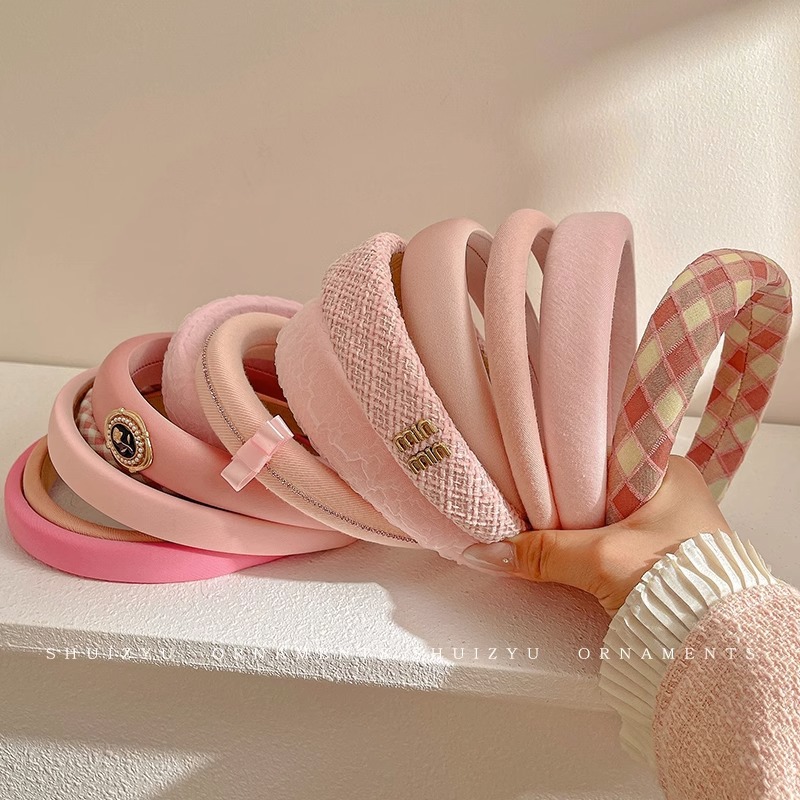 Diadema rosa para niñas 2025, nuevo accesorio para el cabello, diadema ancha para lavarse la cara, diadema de corona alta, accesorio para el cabello de celebridad de internet.