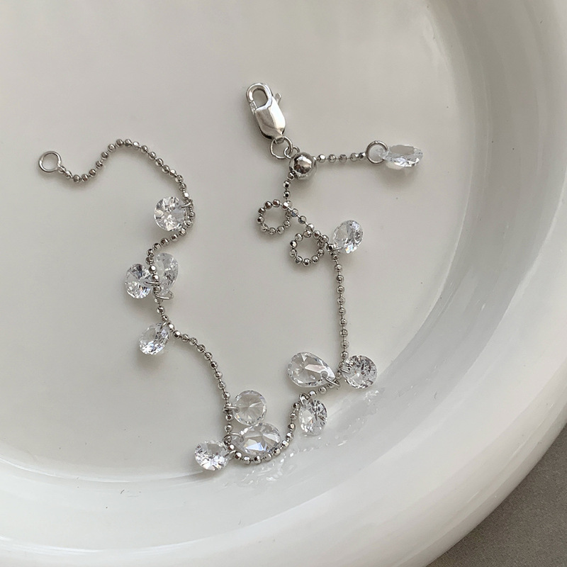 S925 Sterling Silver Gypsophila Cubic Zircon Bracelet Female Broken Tears Galaxy Water Drops Fashion All-match High-end Sense