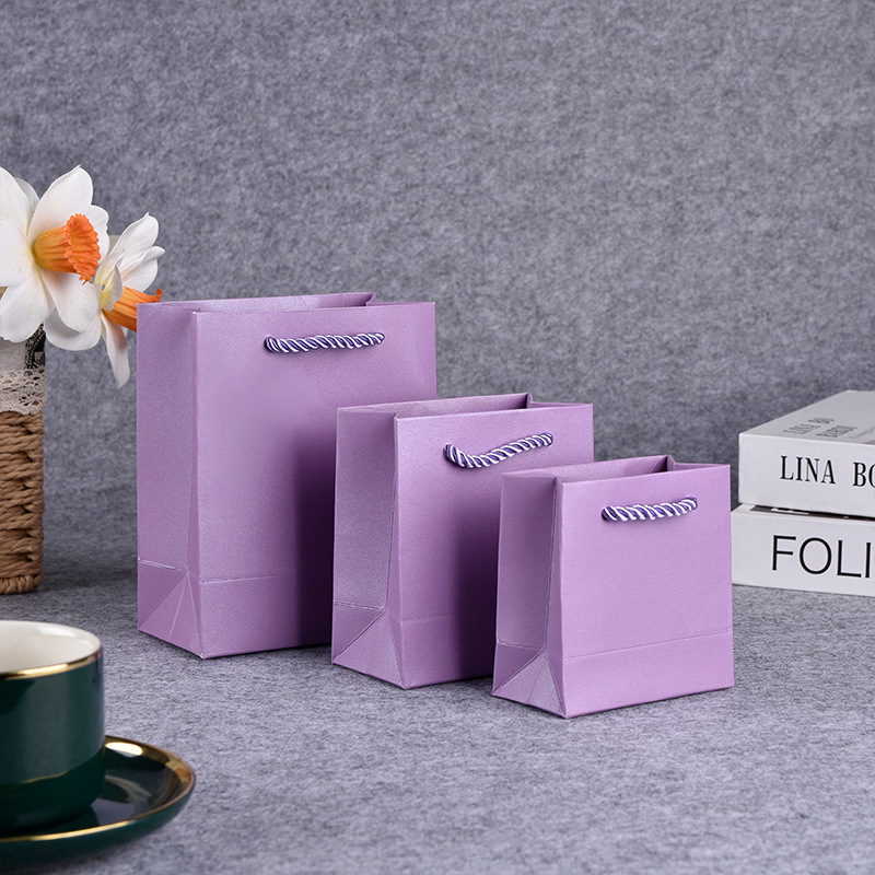 Purple Jewelry Handbag Golden Gift Shopping Bag Children's Clothing Advertising Packaging Paper Bag Wholesale