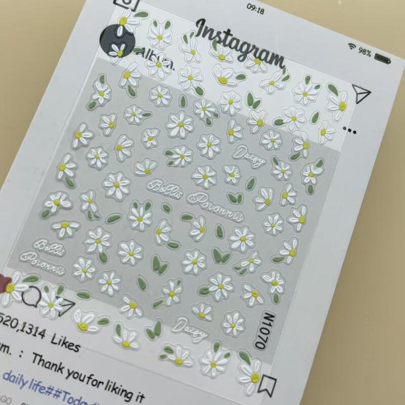 Fresh and Simple Spring Daisy Nail Stickers Embossed Plaid Daisy Spring Blossom Romantic Nail Stickers Fresh and Simple Spring Daisy Nail Stickers Embossed Plaid Daisy Spring Blossom Romantic Nail Stickers