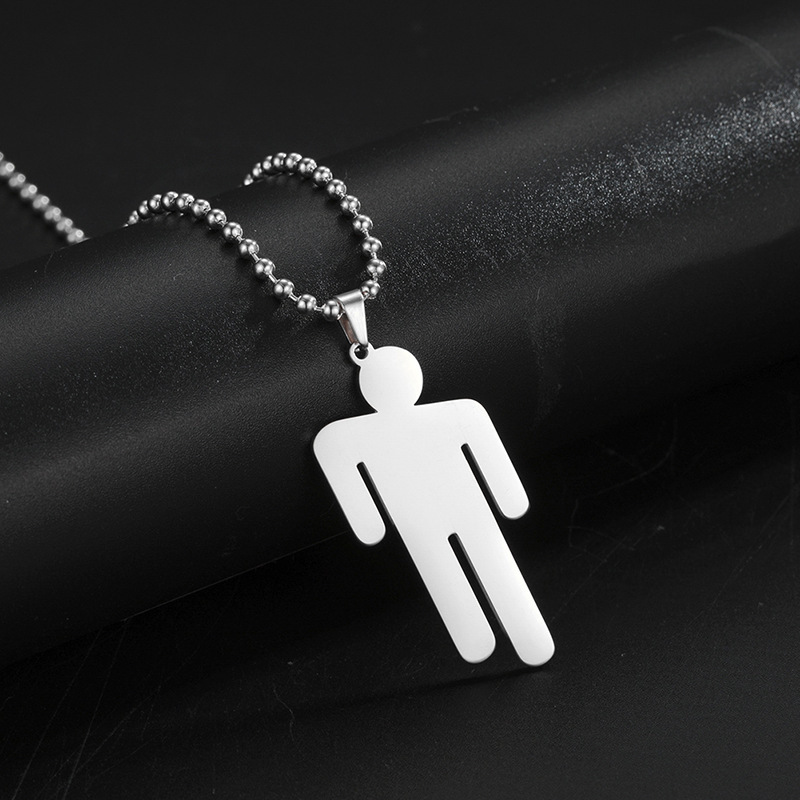 European and American Best-Selling Street Hip-Hop Style Billie Eilish Logo American Rapper Stainless Steel Men's Necklace