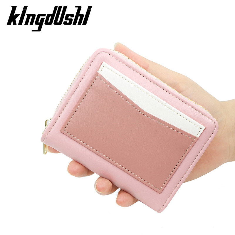 Nueva Cartera de mujer de moda simple multi-funcional contraste color monedero titular de la tarjeta hebilla de dos veces la cartera corta de las mujeres