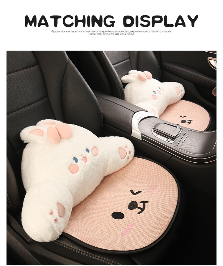 Car Seat Cushion Bear Cartoon Four-Season Universal Non-Slip Anti-Dirt Linen Seat Cover Protective Cover Full-Cover Linen Cartoon