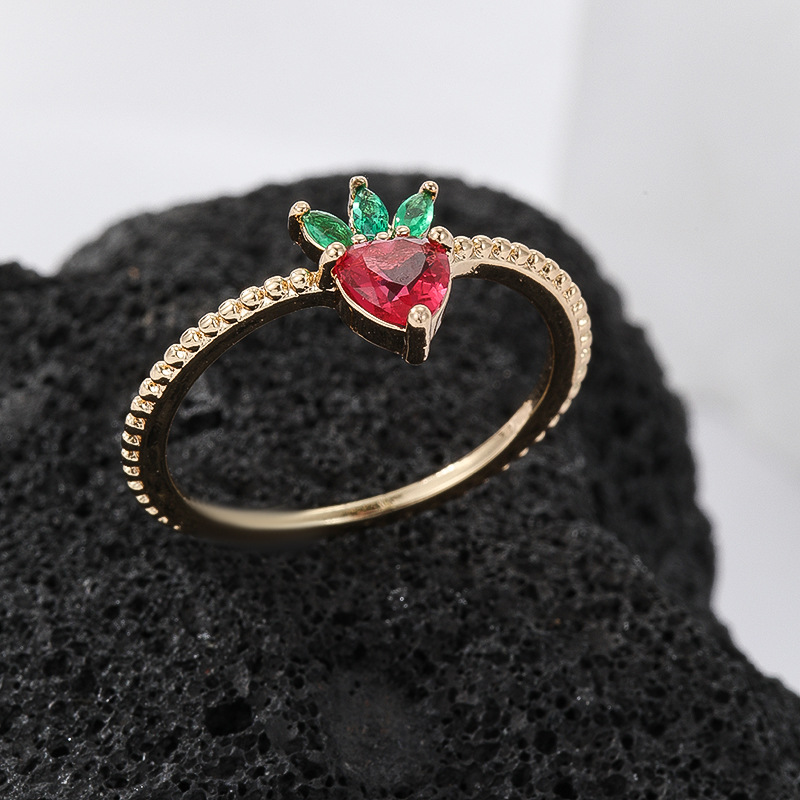 cute fresh adjustable ring with zircon