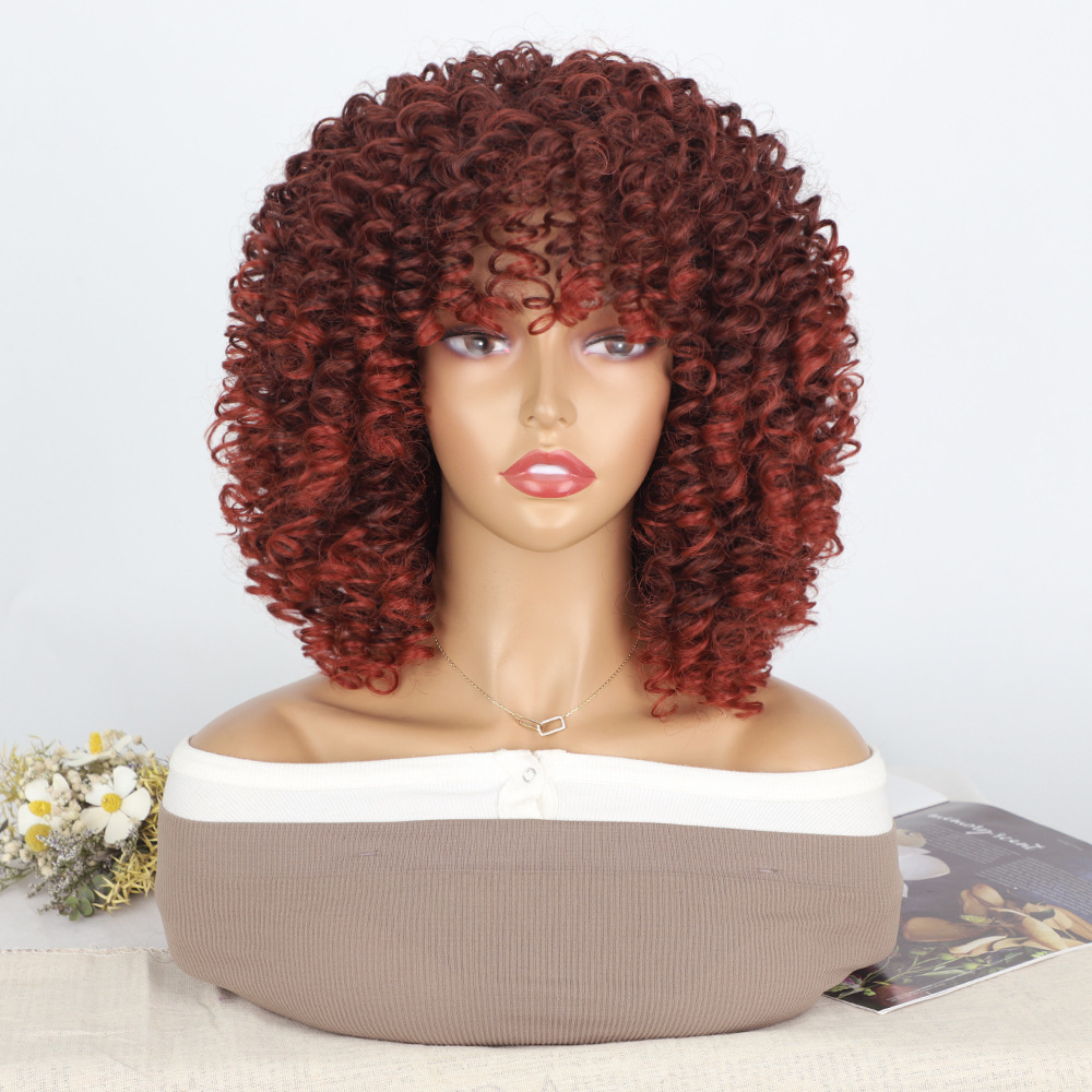 África comercio exterior explosivo cabeza pequeña pelucca damas corta cabeza negra pequeña pelucca Curly Afro Wig