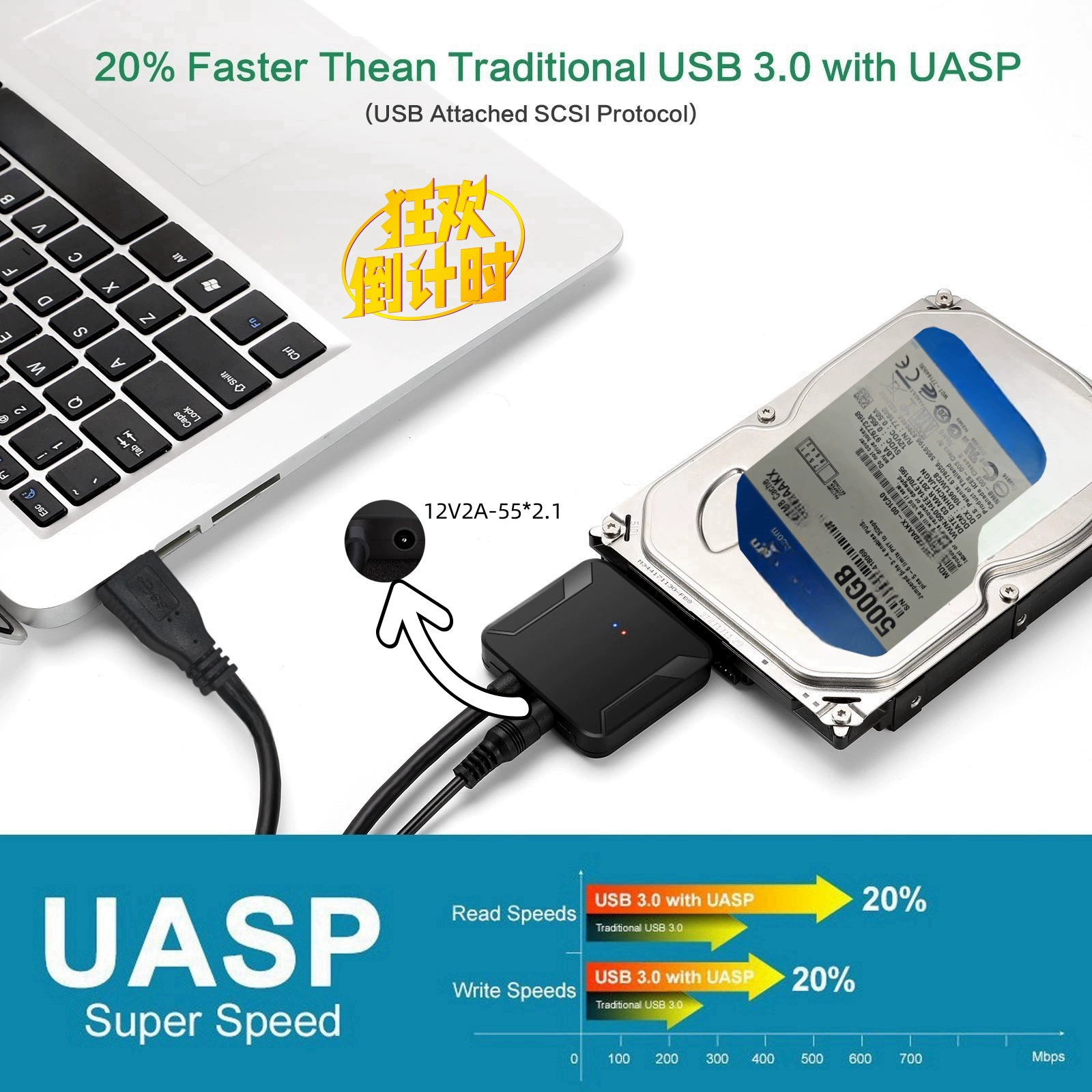 USB3.0 в SATA кабель для подключения 2.5"/3.5" SSD/HDD, простой кабель для диска