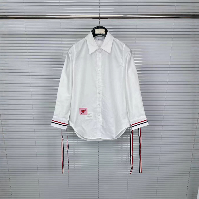 Tb Factory Direct Spring & Fall New Chinese Valentine's Day Limited Lapel Oxford Textile Double Cuff Bow Women's Casual Shirt