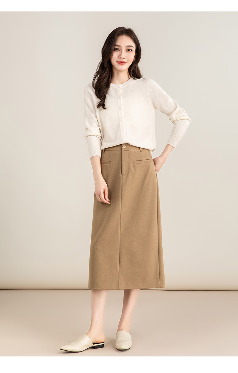 Chân váy midi xẻ tà dáng suông chất len Tencel xám đậm — Màu thẻ chi tiết 29