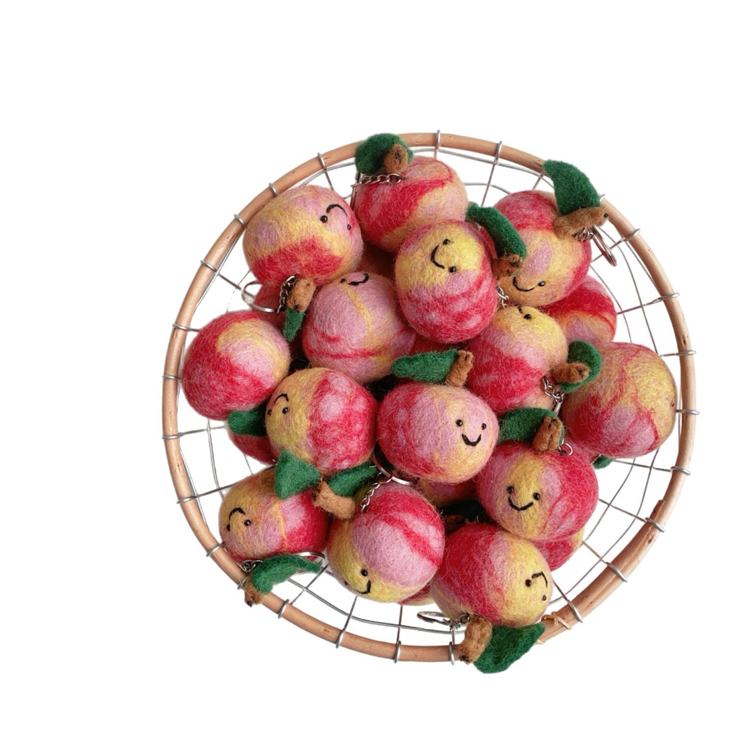 Nepal hecho a mano lana fieltro melocotón fruta colgante llavero bolso colgante chicas mejores parejas regalo lindo