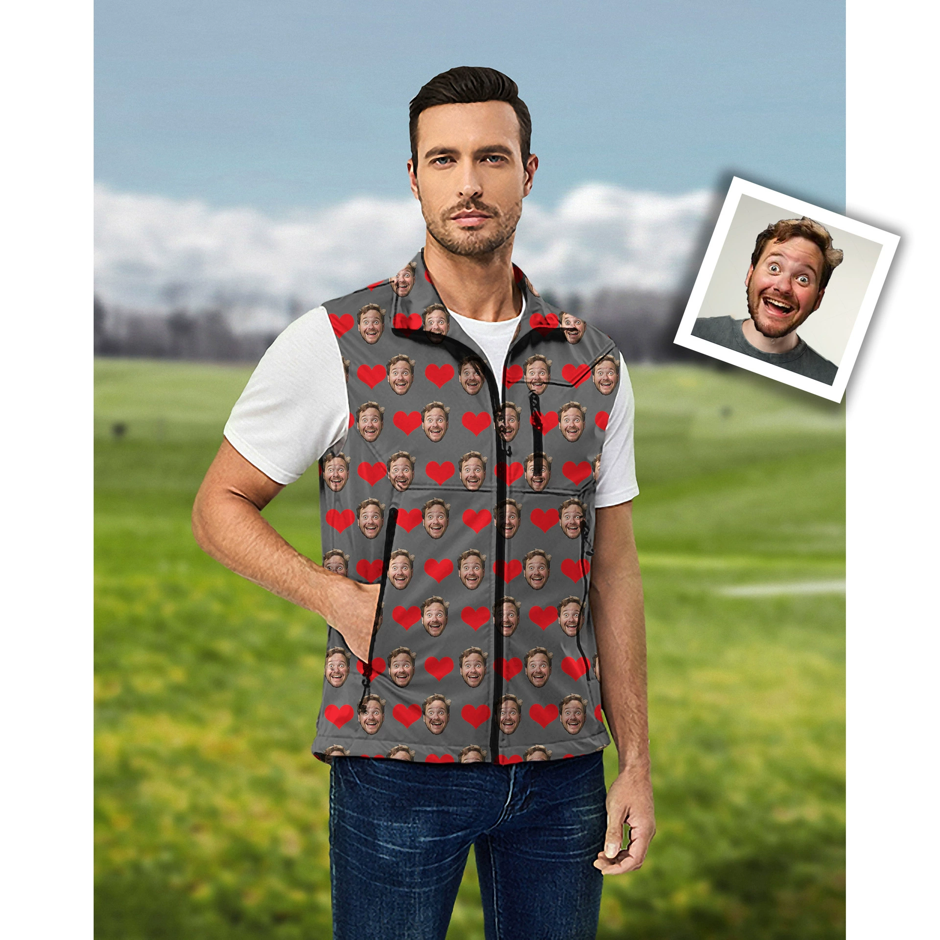 Жилет для гольфа ветрозащитный анти-брызг внутри golf vest открытый жилет человеческое лицо