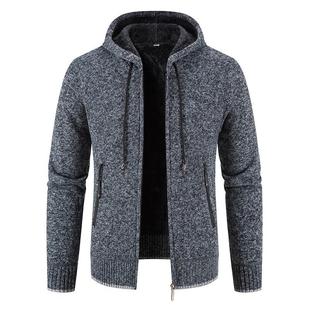 2024 Men's Autumn New Knitted Hooded Casual Cardigan Zipper Jacket Youth Korean Fashion Trend