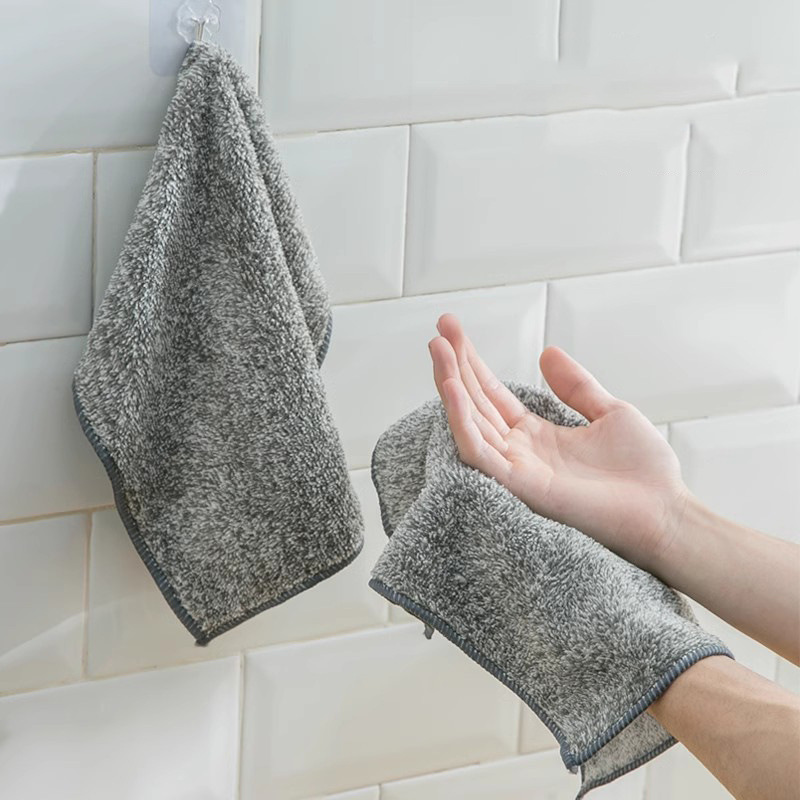 Japanese-style bamboo charcoal dishcloth dishwashing towel fine fiber dishwashing cloth thickened absorbent degreasing dishwashing cloth