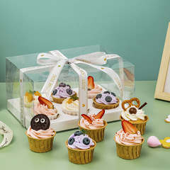 Cupcake packaging box, cup muffin cup, children's day heightened dessert box 6/9/12 pieces transparent packaging box