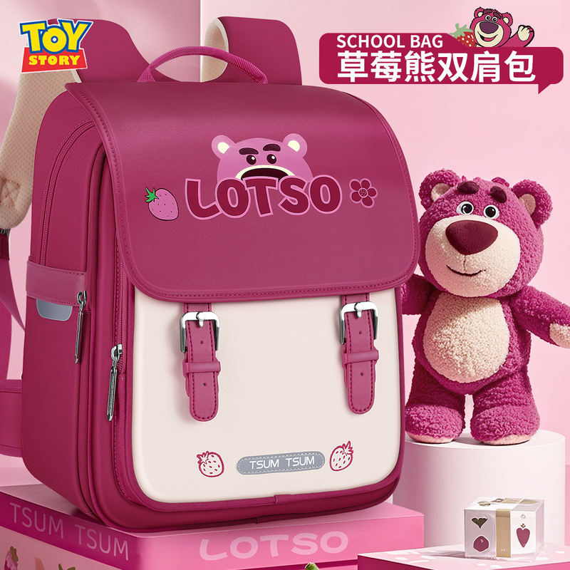 Schoolbags for Girls Primary School Students 2025 New Style for Girls from First Grade to Third Grade Strawberry Bear Ultra-Light Spine Protection and Burden Reduction for Girls and Kidsren