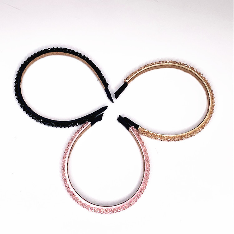 Korean Fishing Line Handmade Crystal Bead Headband Classy Bright Crystal Beaded Headband Fashion Hair Accessories YQ-470
