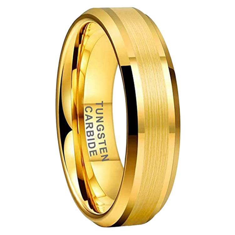 Tungsten Gold Men's Jewelry 6mm Wide Silver Black Gold Rose Rasha Chamfered Tungsten Steel Ring European and American Jewelry