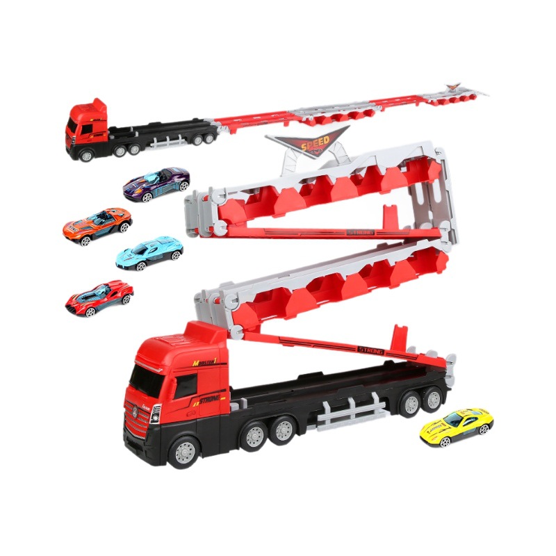 Aleación educativa gran deformación pista de almacenamiento plegable catapulta camión ingeniería estacionamiento juguetes para niños al por mayor