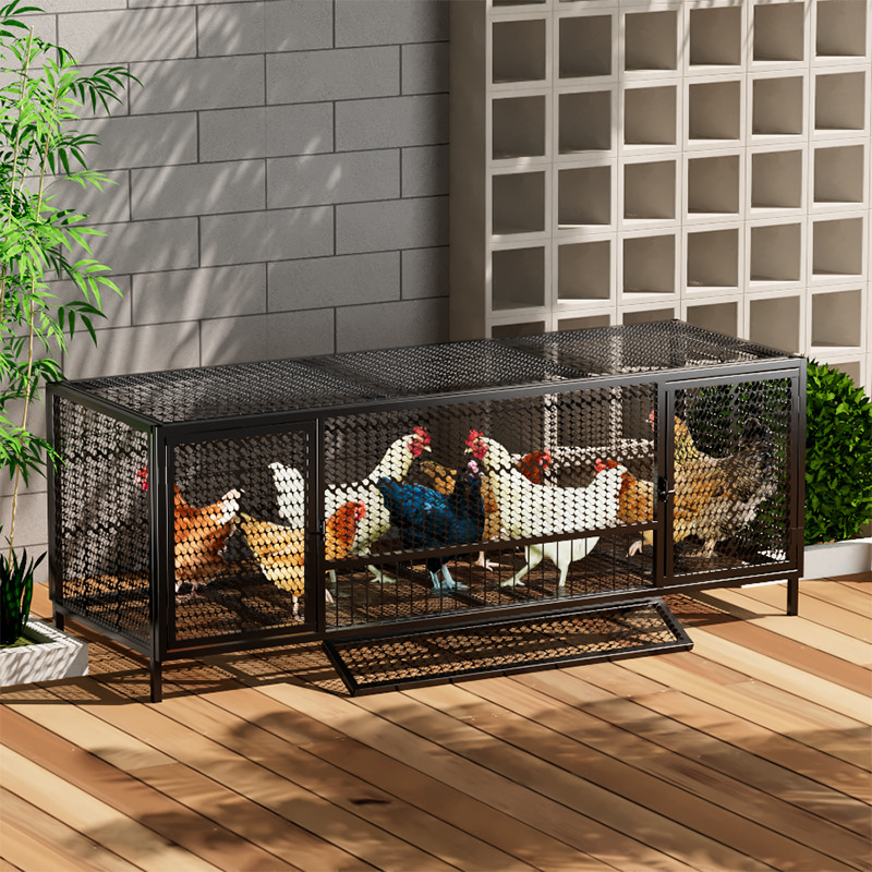 Jaula de pollo, exterior doméstico, gran tubo cuadrado, red secreta, a prueba de lluvia, rutina rural, limpieza automática de estiércol, jaula de cría, comadreja
