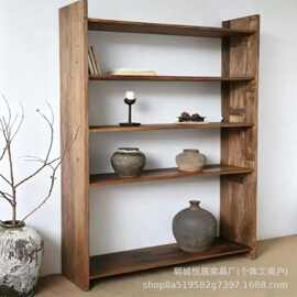 老榆木博古架家用客厅置物架餐具摆件装饰收纳整理架实木餐边柜