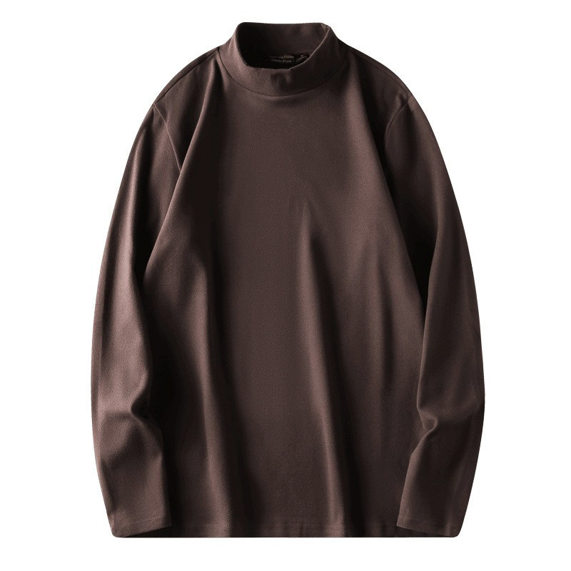 Origen Fabricante de otoño e invierno de los hombres de terciopelo alemán cuello medio manga larga de terciopelo de doble cara medio cuello alto camisa delgada para hombres