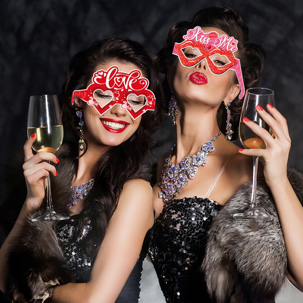 Nueva decoración de fiesta de San Valentín gafas de papel propuesta de boda atmósfera decoración extraña gafas accesorios de fotografía