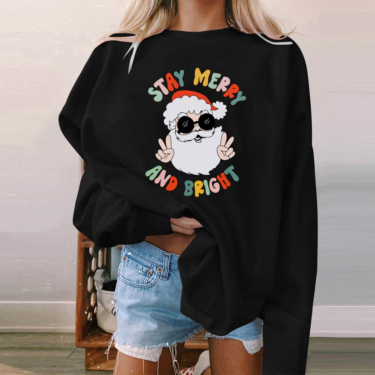 Women's Hoodies Long Sleeve Thermal Transfer Printing Casual Santa Claus Letter display picture 1