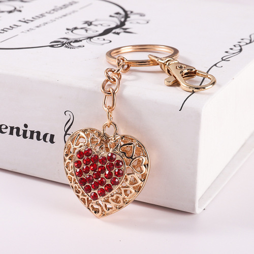 Creative Diamond Couple's Heart Car Keychain, Women's Bag Accessory, Love Keychain, Metal Pendant Ornament