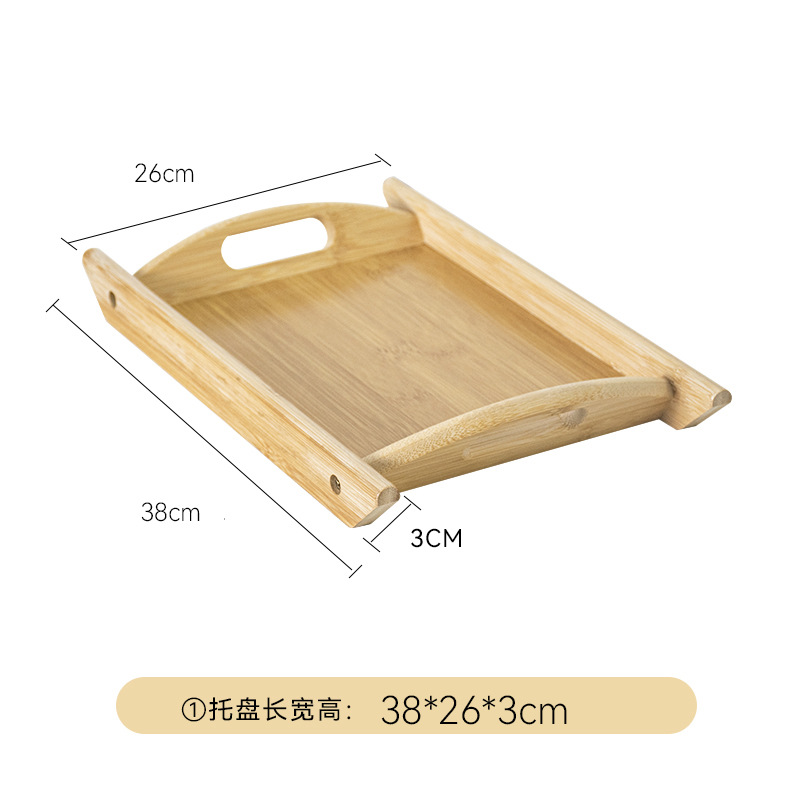 Bandeja rectangular de bambú con doble asa para tazas, té, barbacoa, snacks, pasteles gourmet, postres, ecológica.