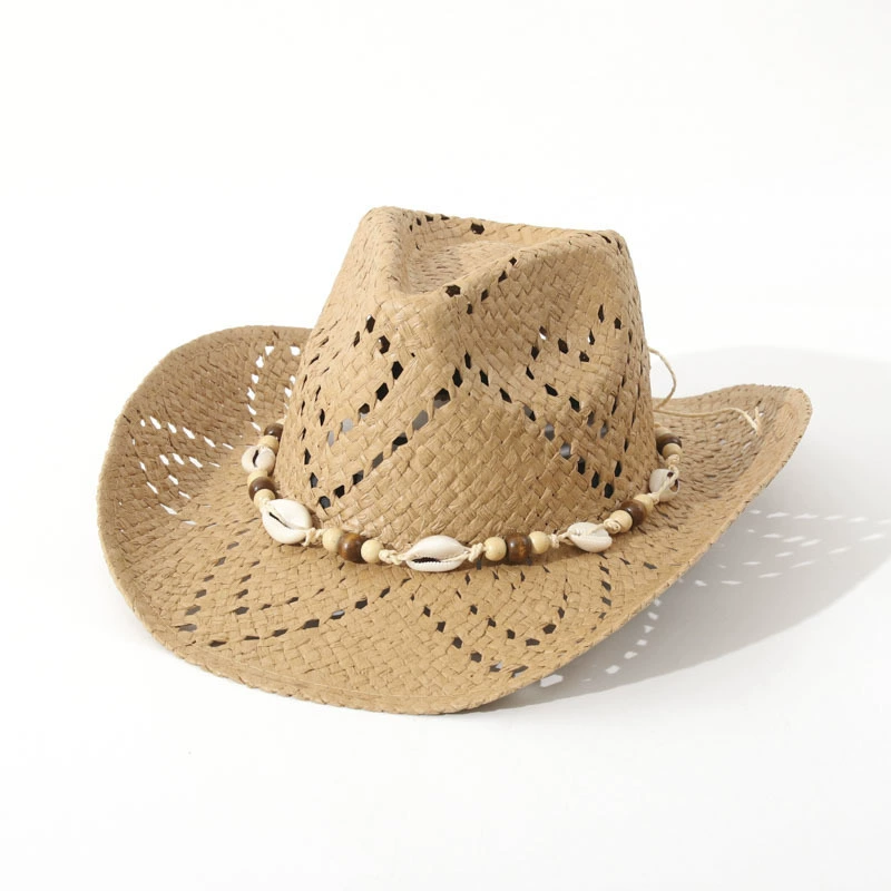 [Chapéu de palha亚马逊热销牛仔草帽Cowboy straw hat沙滩遮阳帽]