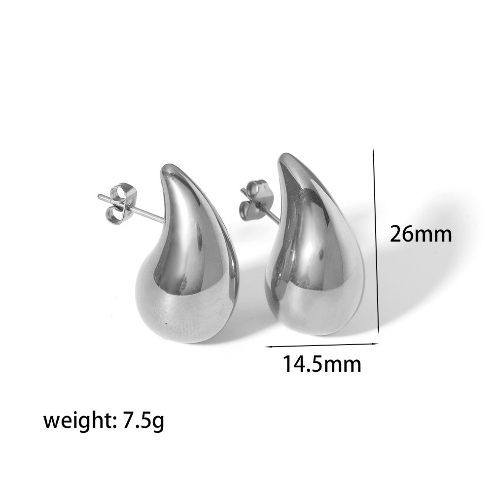 13g Weight Zircon Inlay Material Earrings, Necklace Classification 1 Pair Quantity Daily Occasion Stainless Steel Material Water Droplets Pattern Women's Gender Plating, Inlay Design Simple Style Style Simple Style Water Droplets Stainless Steel Plating Inlay Zircon Earrings Necklace 6