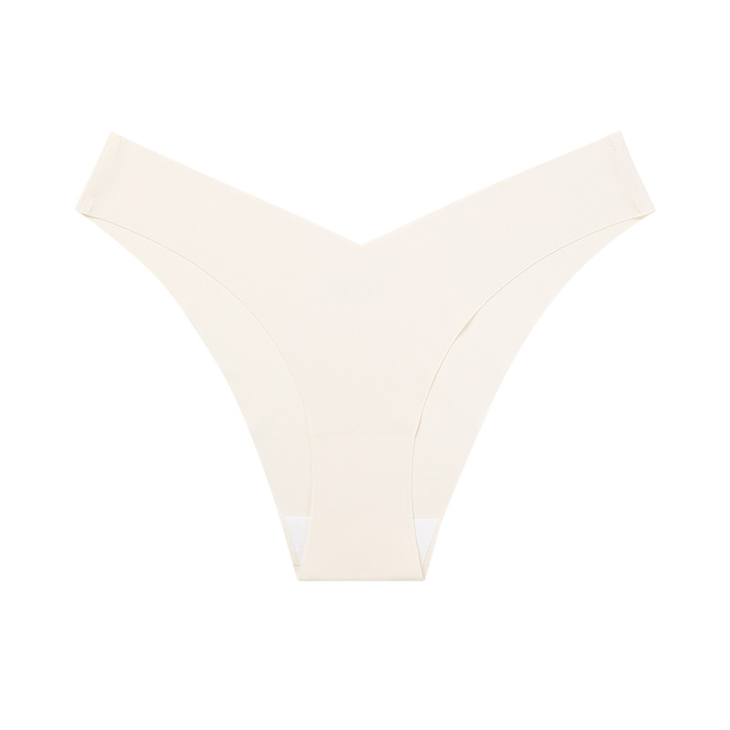 Ropa interior de seda de hielo sin costuras de talla grande europea y americana cintura en forma de V de una sola pieza de algodón entrepierna transpirable calzoncillos de mujer