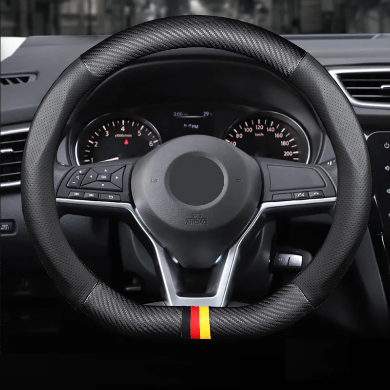 Cross-border car matte carbon fiber pattern steering wheel cover four seasons universal non-slip wear-resistant hand-sewn sweat-absorbent inner jewelry