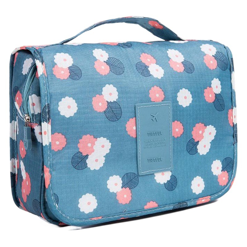 Estilo coreano floral gancho colgante bolsa de lavado portátil viaje de negocios bolsa de almacenamiento portátil plegable bolsa de organización