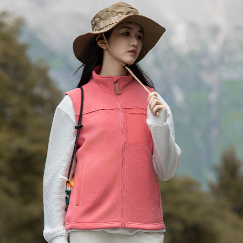 Ropa de terciopelo al aire libre de mujeres otoño y invierno chaleco de terciopelo de doble cara chaleco caliente para hombres chaleco delgado y delgado abrigo sin manga image 11