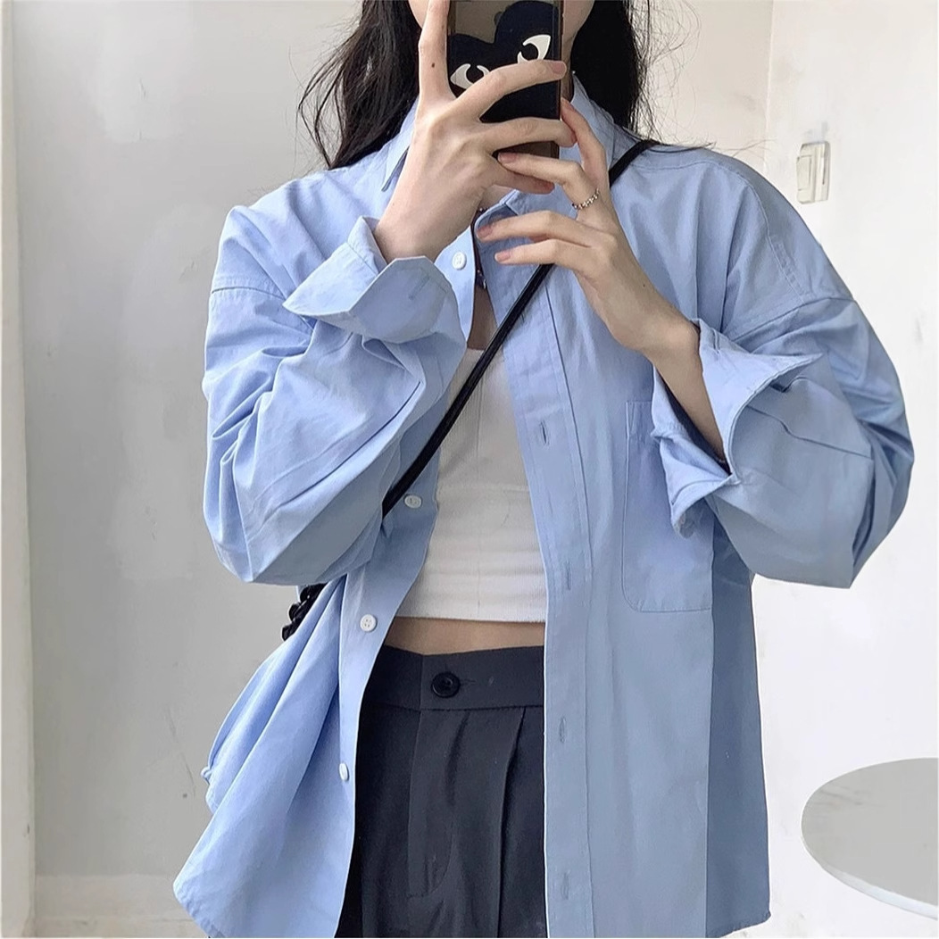 Lightweight Shirt for Women, Spring and Summer, Loose and Versatile Top, Thin Casual Long-Sleeved Shirt, Elegant Design Shirt