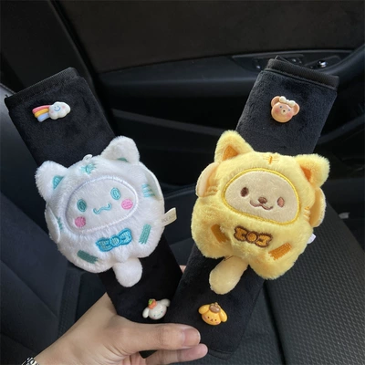 anti-tightening neck product couple, Seat belt shoulder pad - 2-safety-belt-shoulder-pads-tail-yugui-pudding-no-specifications