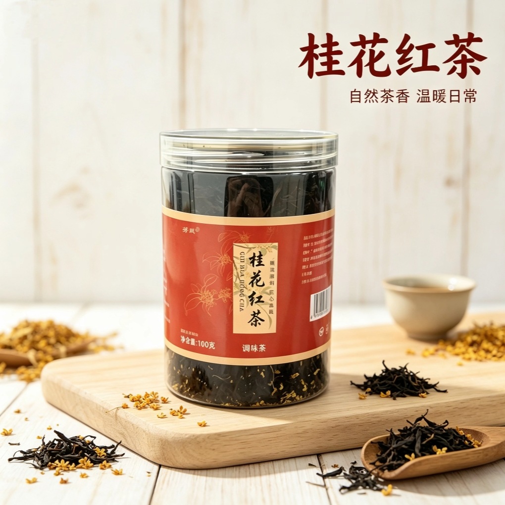 Osmanthus Black Tea Gui Hua Hong Cha 100g Canister Loose Leaf Flavored Tea for Hot Brewing key features